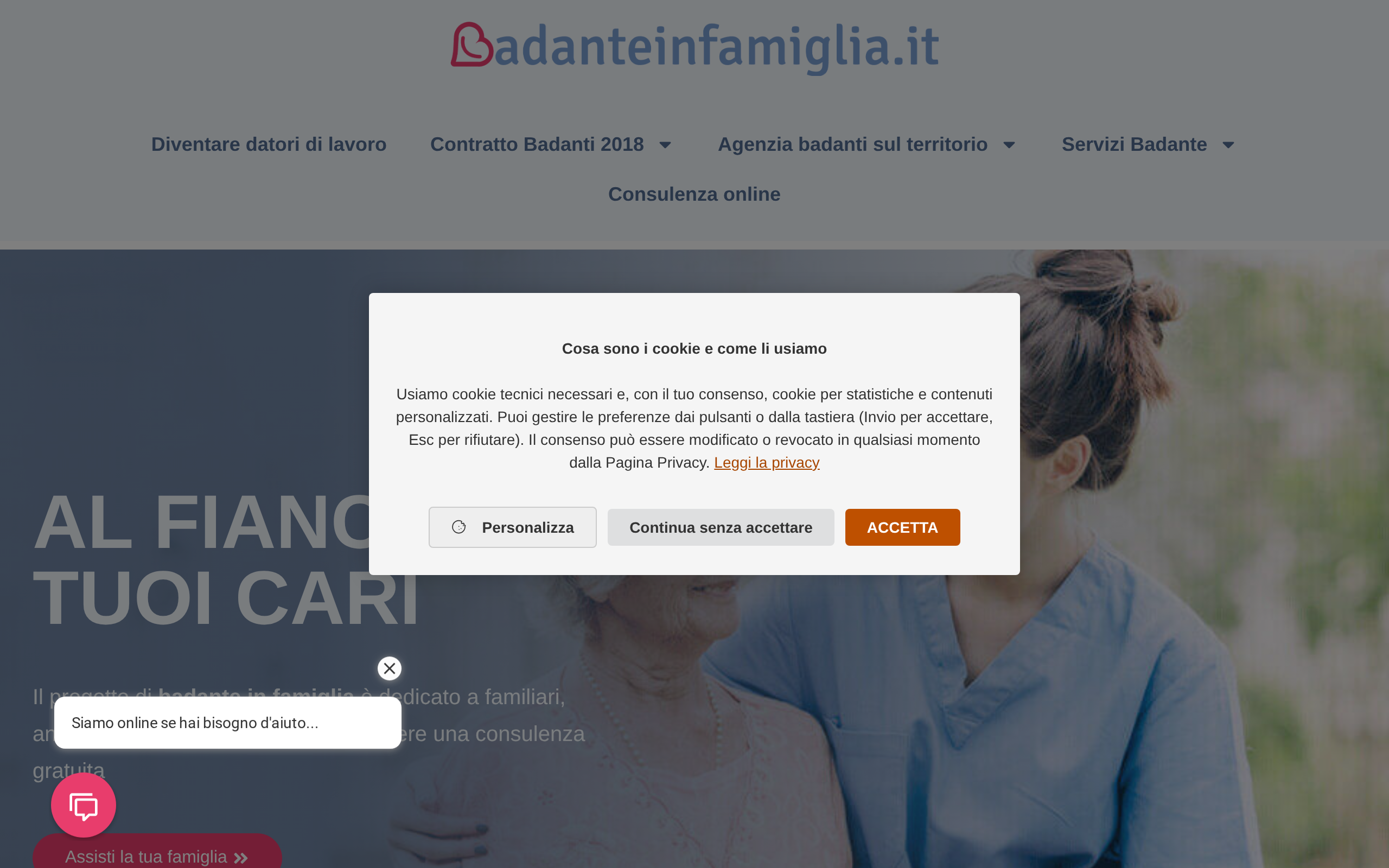 Anteprima del sito di badanteinfamiglia.it