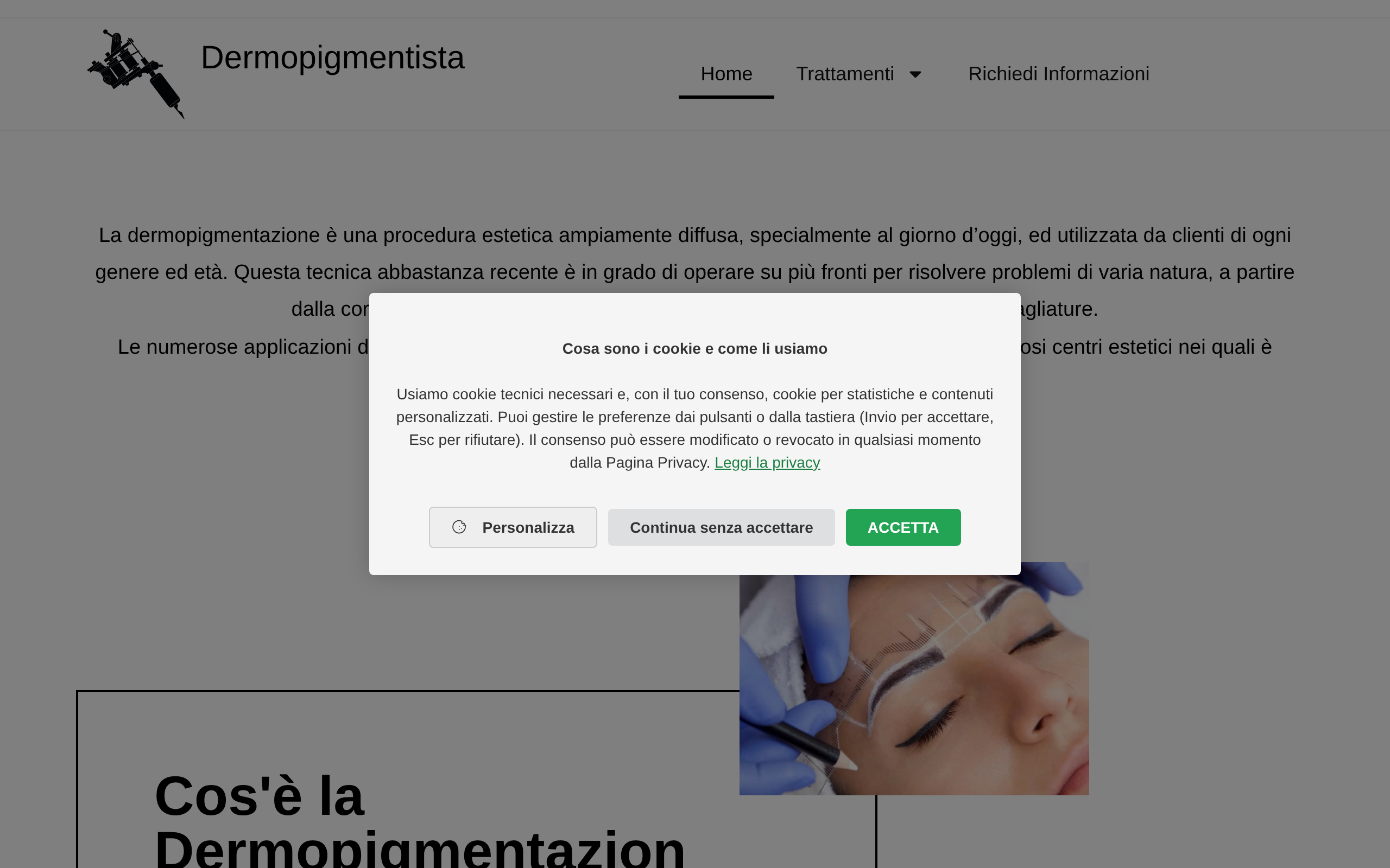 Anteprima del sito di dermopigmentista.it